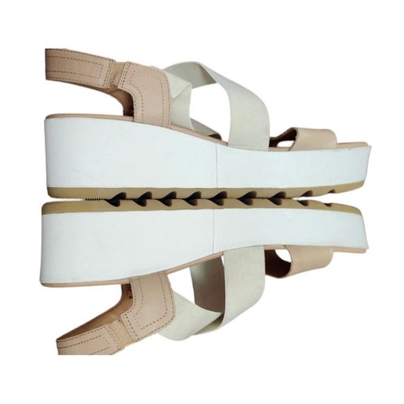 Sorel Cameron Flatform Slingback Sandal Honest Beige Chalk White Size 9.5 - Picture 6 of 11